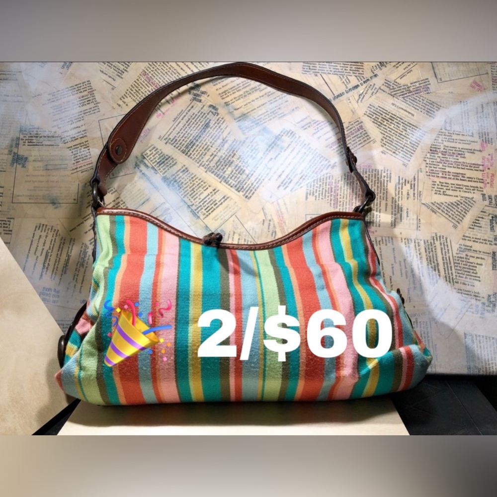 💎 Fossil Vintage Colorful Canvas w/ Leather Trim